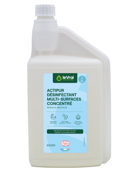 Le vrai professionnel actipur désinfectant multi-surfaces concentré labellisé - Bidon 1L ou 5L Le VRAI